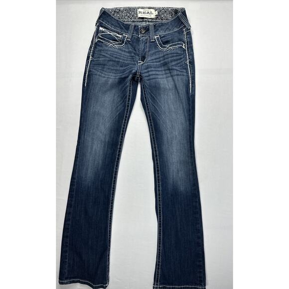 Ariat Jeans Womens 27L Blue REAL Denim Low Rise Boot Western Wear - Picture 2 of 16